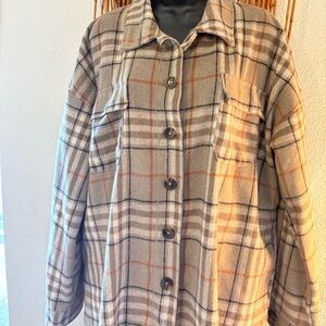 Women’s 2X Tan Plaid Fannel